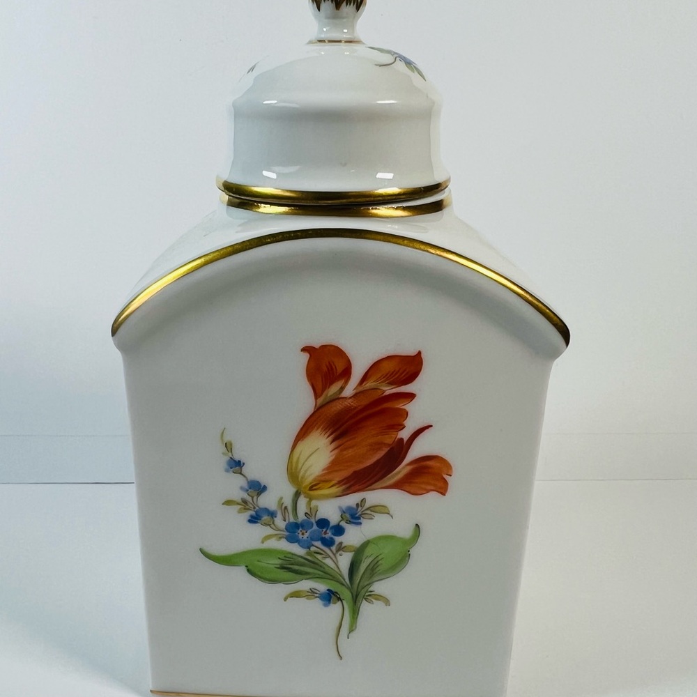 Meissen Porcelain Floral Tea Caddy